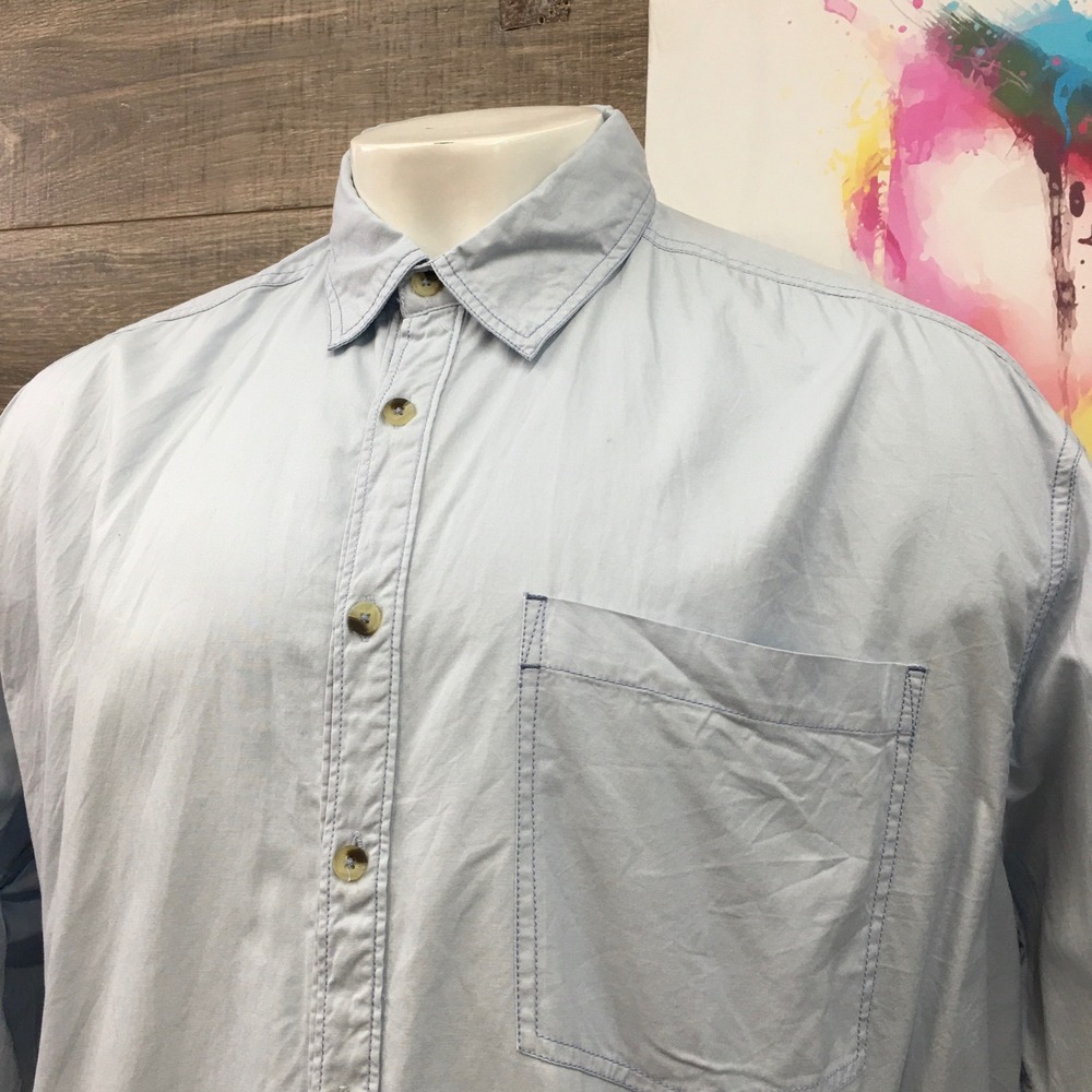 We The Free Button Down Shirt Relaxed Fit Long Sleeve Light‎ Blue L - Picture 2 of 8